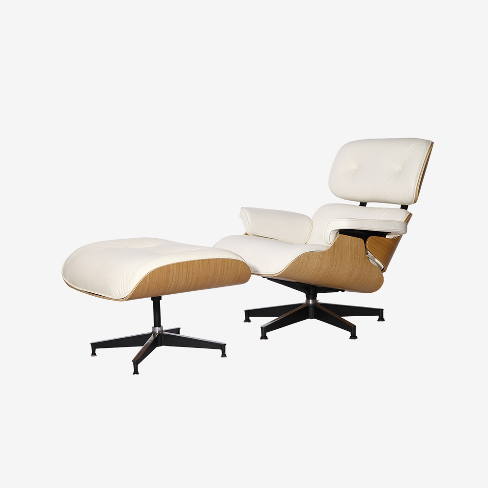 Emma Lounge Chair and Ottoman Ivory White Oak Keeks Design