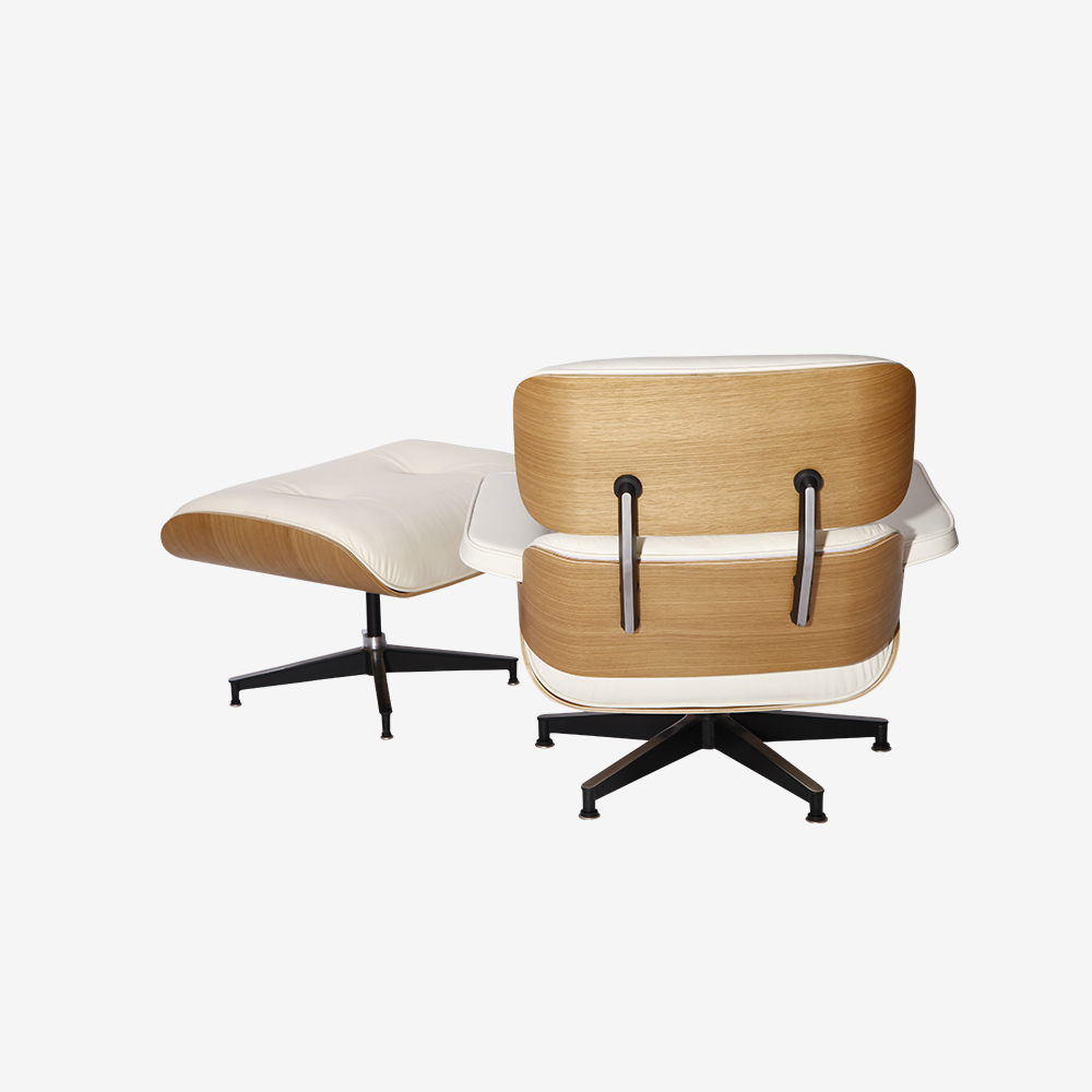 Emma Lounge Chair and Ottoman Ivory White Oak Keeks Design