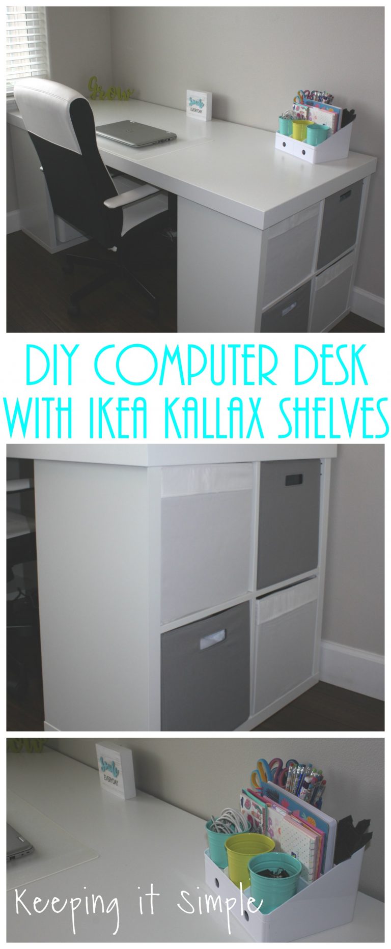 Ikea Hack DIY Computer Desk with Kallax Shelves • Keeping