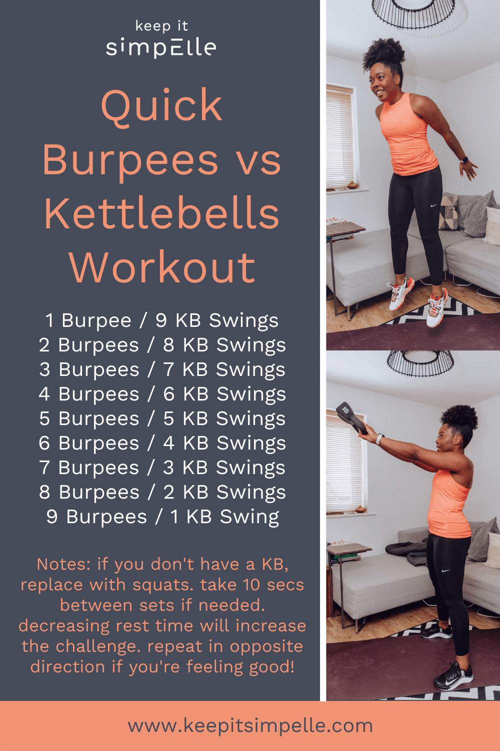 Quick Burpees vs Kettlebells Workout keep it simpElle