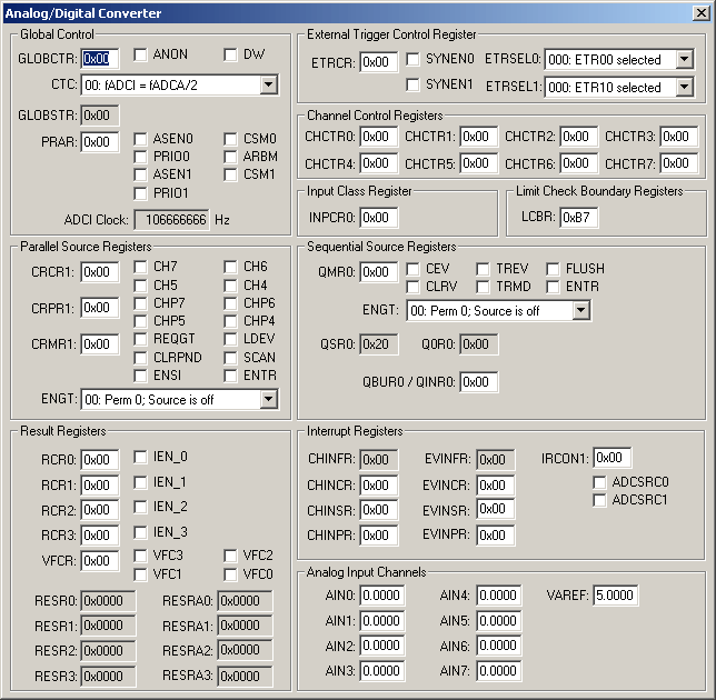 Infineon XC8664FR A/D Converter (8 channel 8/10bit) Simulation Details