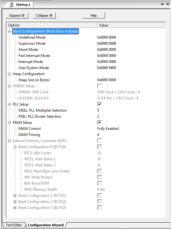µVision User's Guide Configure Startup Code