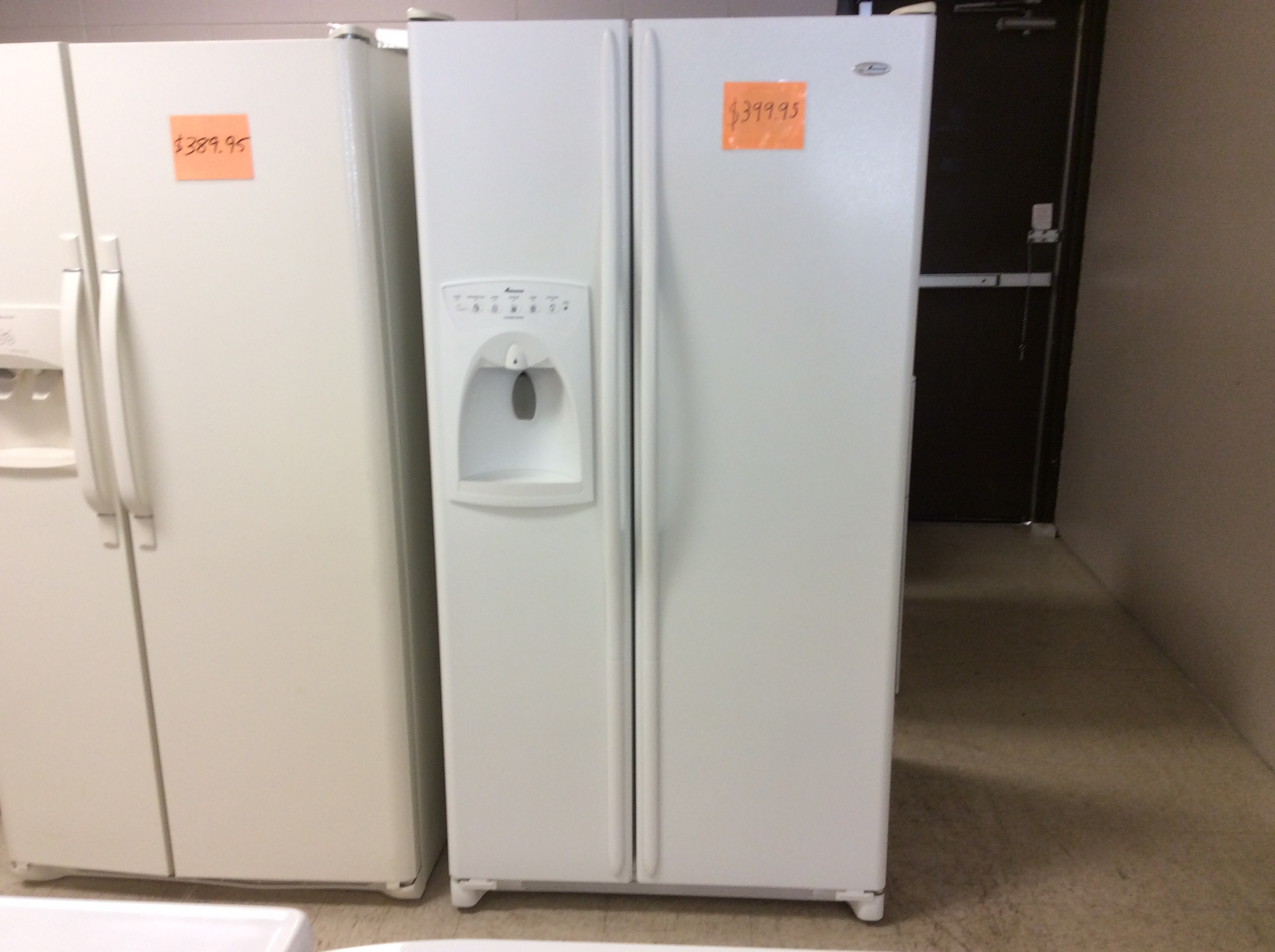 Amana side by side refrigerator Kelbachs