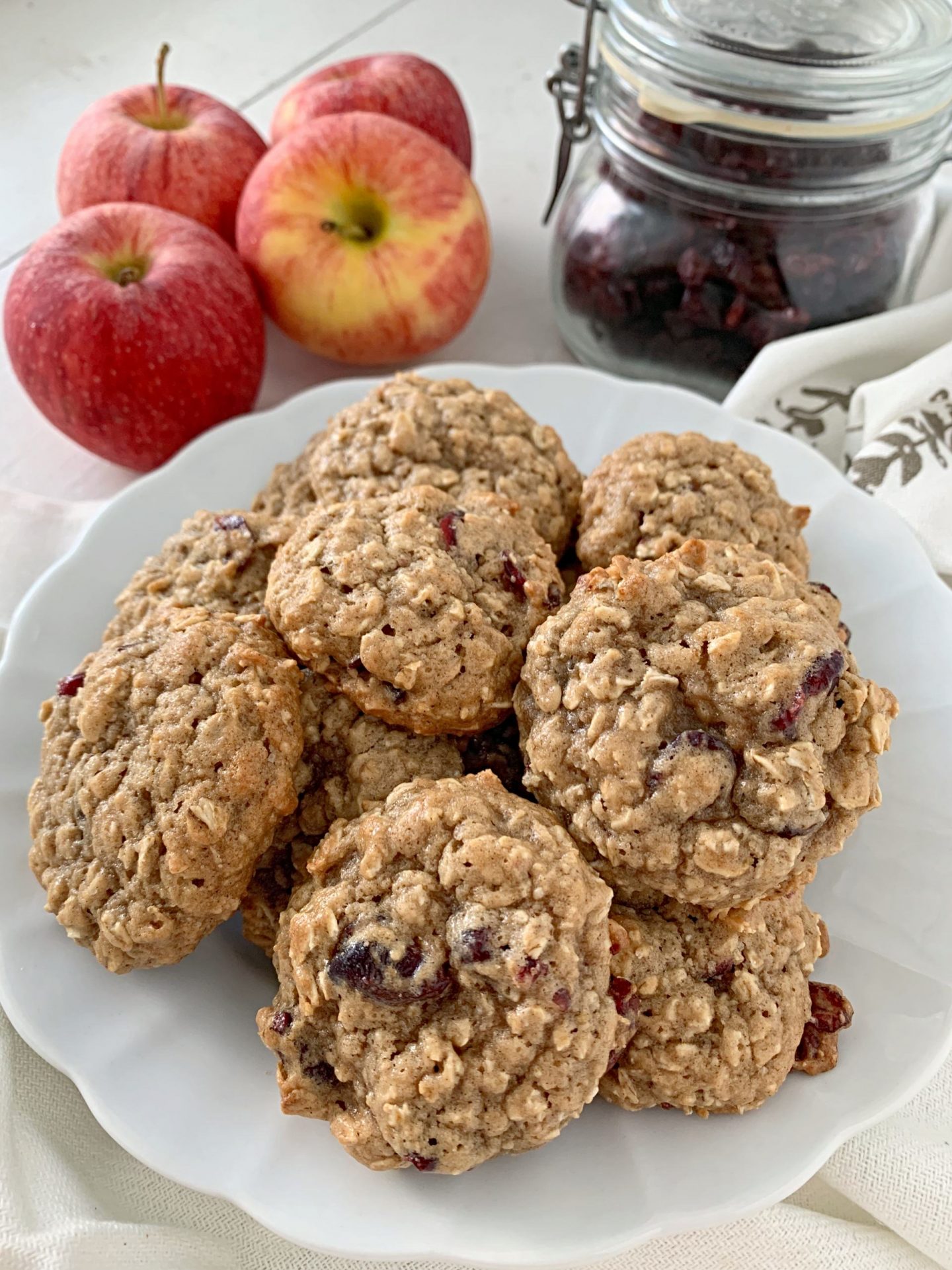 Oatmeal Applesauce Cookies with Dried Cranberries Apple A Day