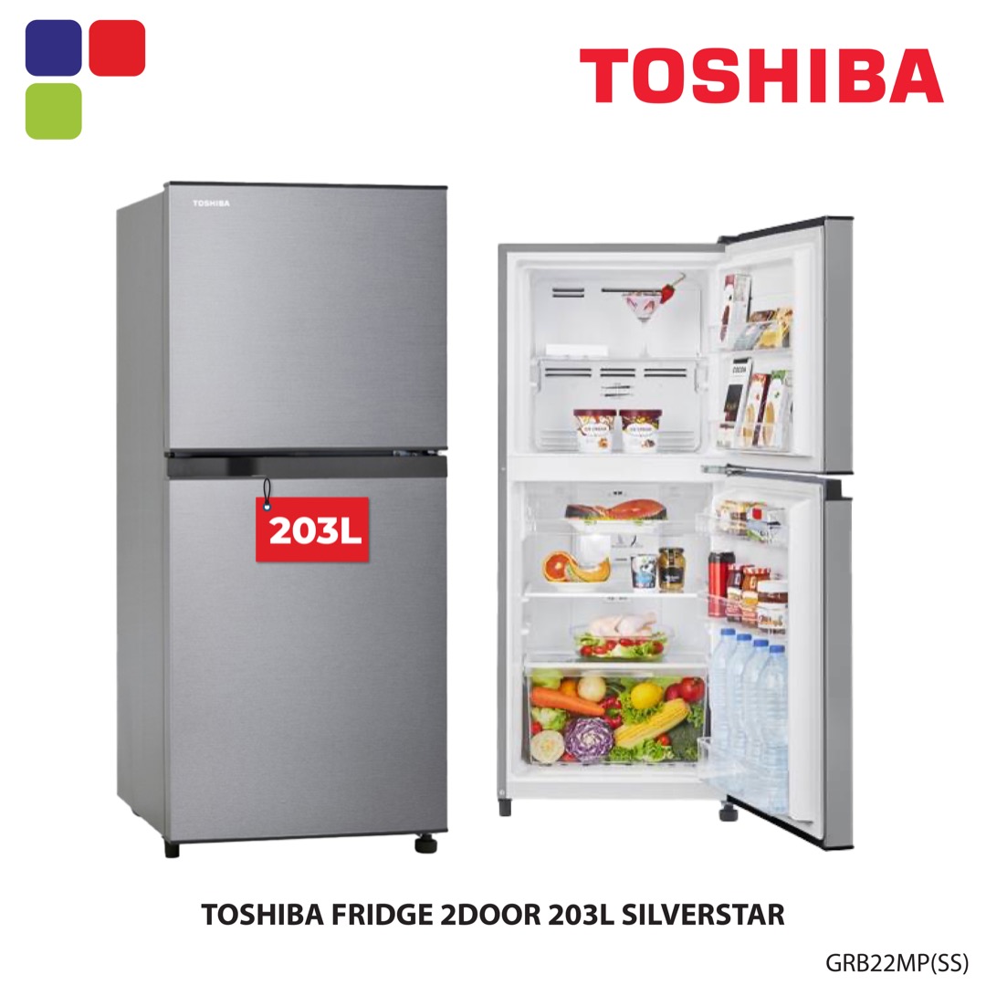 TOSHIBA FRIDGE 2DOOR 203L GRB22MP Kemudi Timur