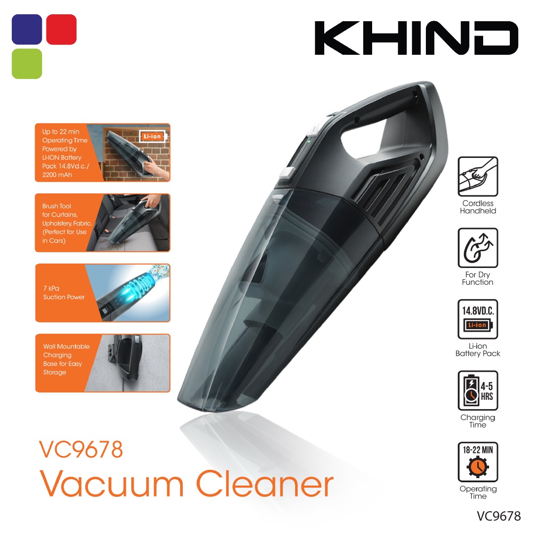 KHIND VACUUM CLEANER CORDLESS 80W 22MIN 14.8V VC9678 Kemudi Timur