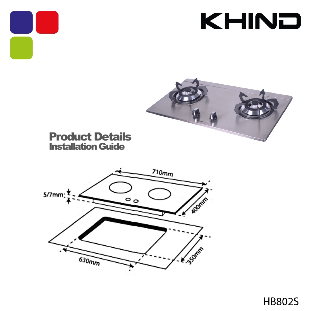 KHIND BUILT IN HOB 2 BURNER S/STEELHB802S Kemudi Timur