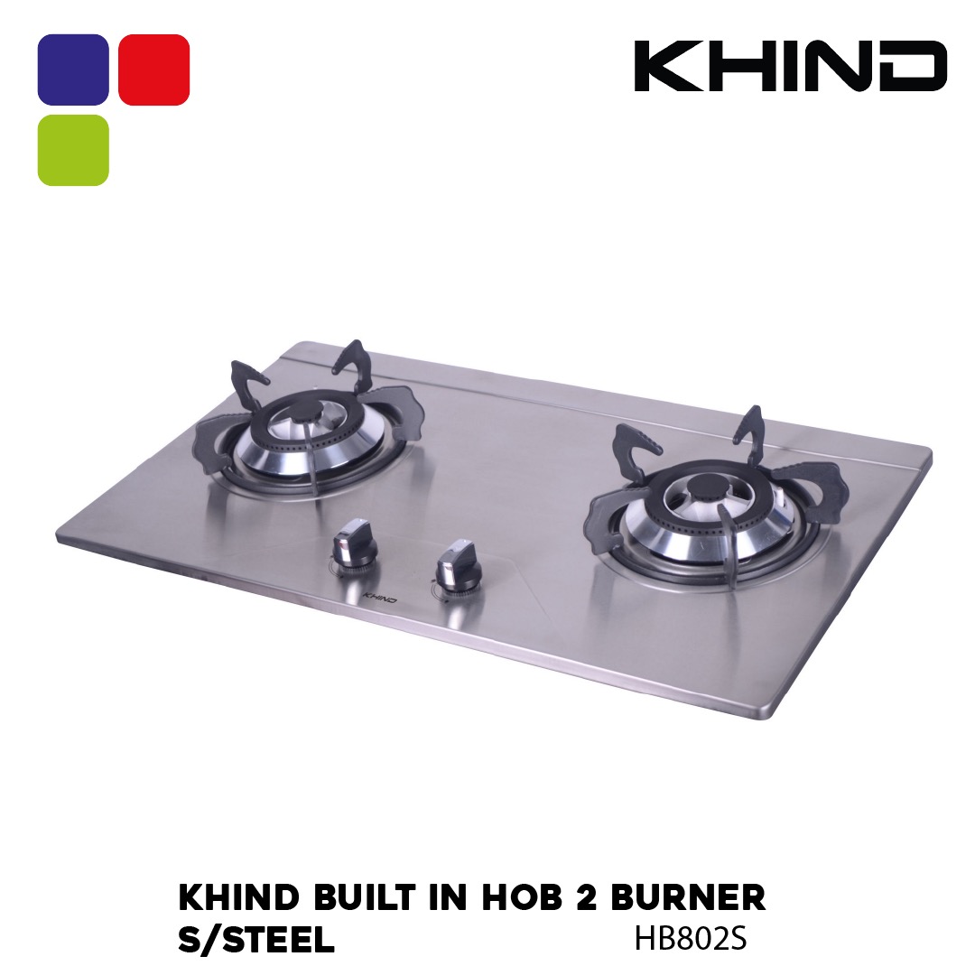KHIND BUILT IN HOB 2 BURNER S/STEELHB802S Kemudi Timur