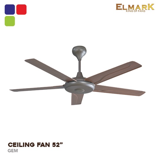 ELMARK CEILING FAN 52″ GEM MBK,PINE,GREY,MC [GEM] Kemudi Timur