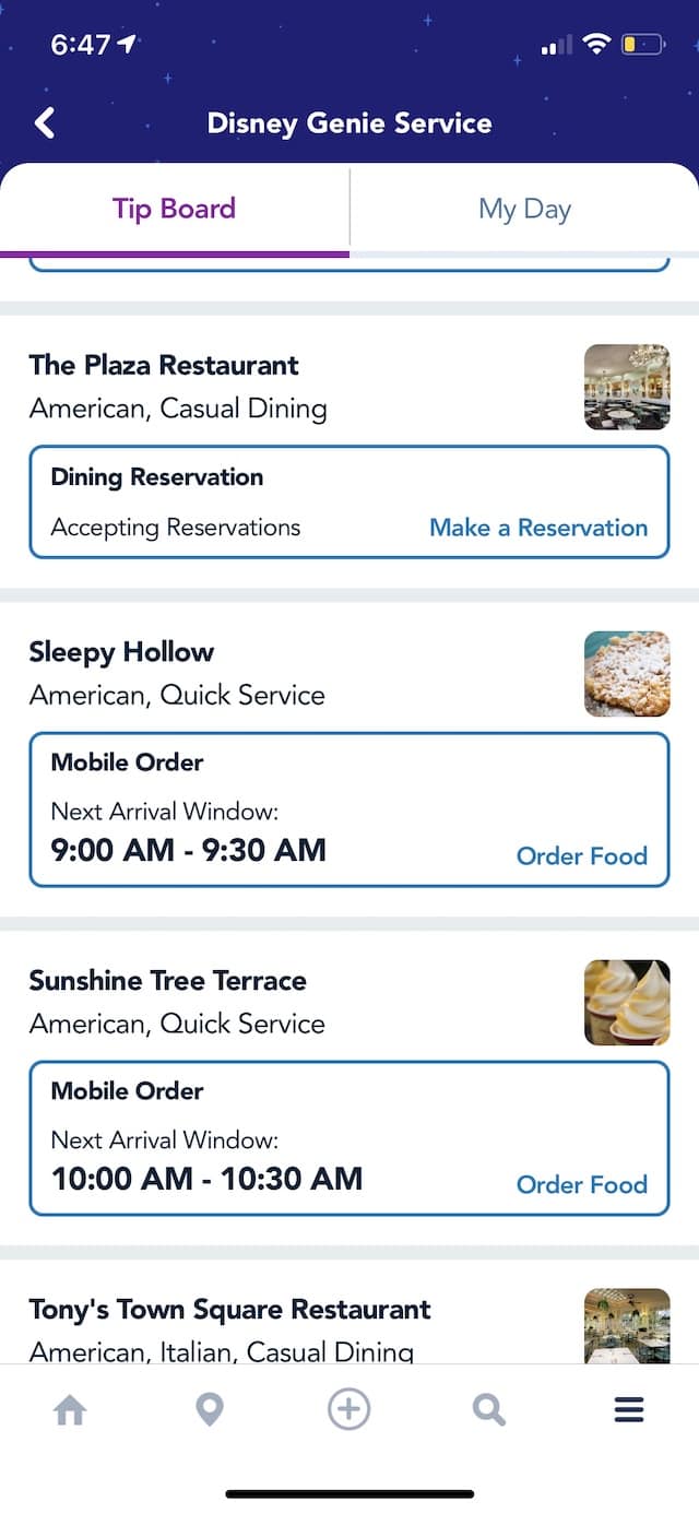 How can Disney Genie's Tip Board help you plan your day