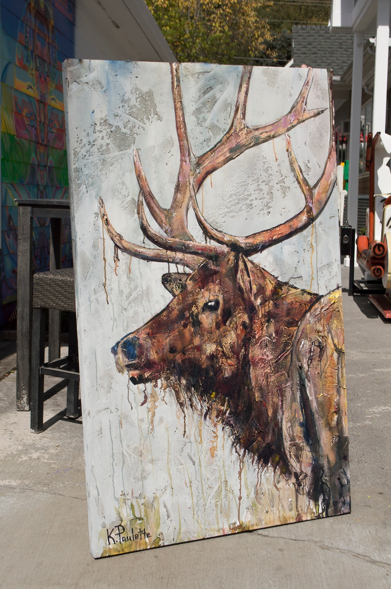 Elk painting Kent Paulette