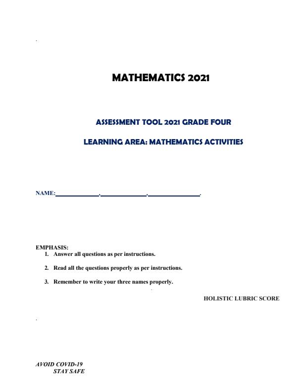 GRADE 4 EXAMS Teacher.co.ke