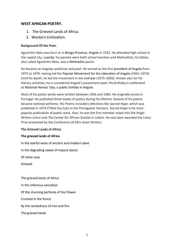 Critical Analysis of Modern African Poetry 12295