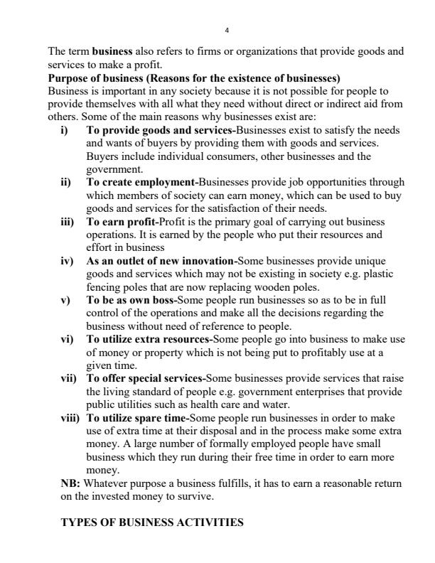 Form 1 to Form 4 Business Studies Notes 3740