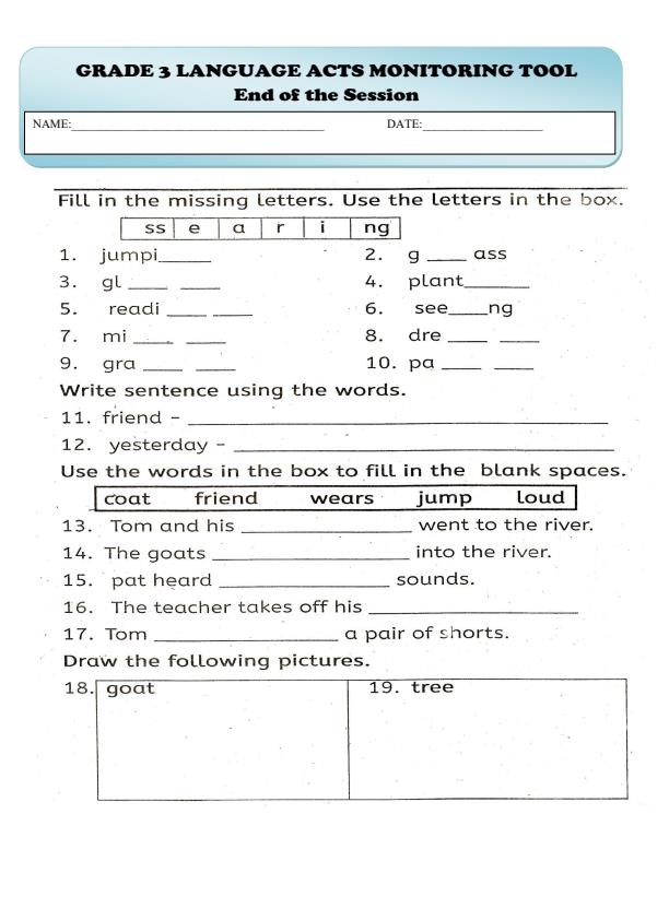 Grade 3 Exam Set 9848
