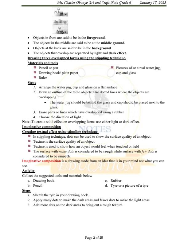 Grade 6 Art and Craft Notes 11353