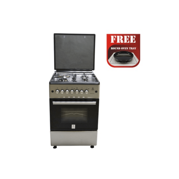 MIKA Standing Cooker, 58cm X 58cm, All Gas, Gas Oven, Silver