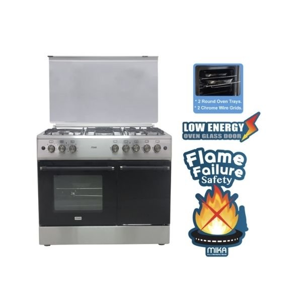 Mika Standing Cooker, 90cm X 60cm, 4 + 1, Electric Oven, With A Gas