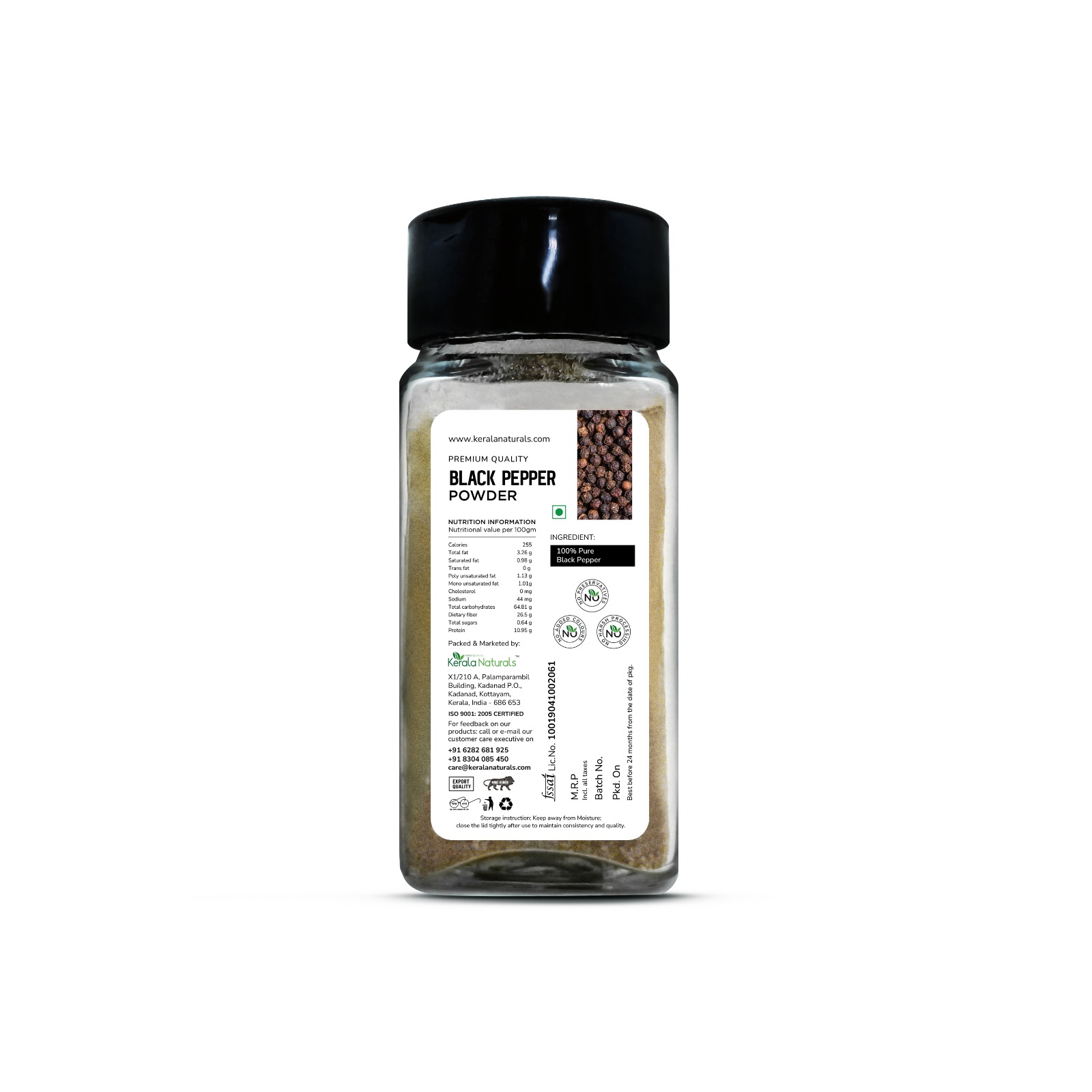Premium Quality Black Pepper Powder Kerala Naturals