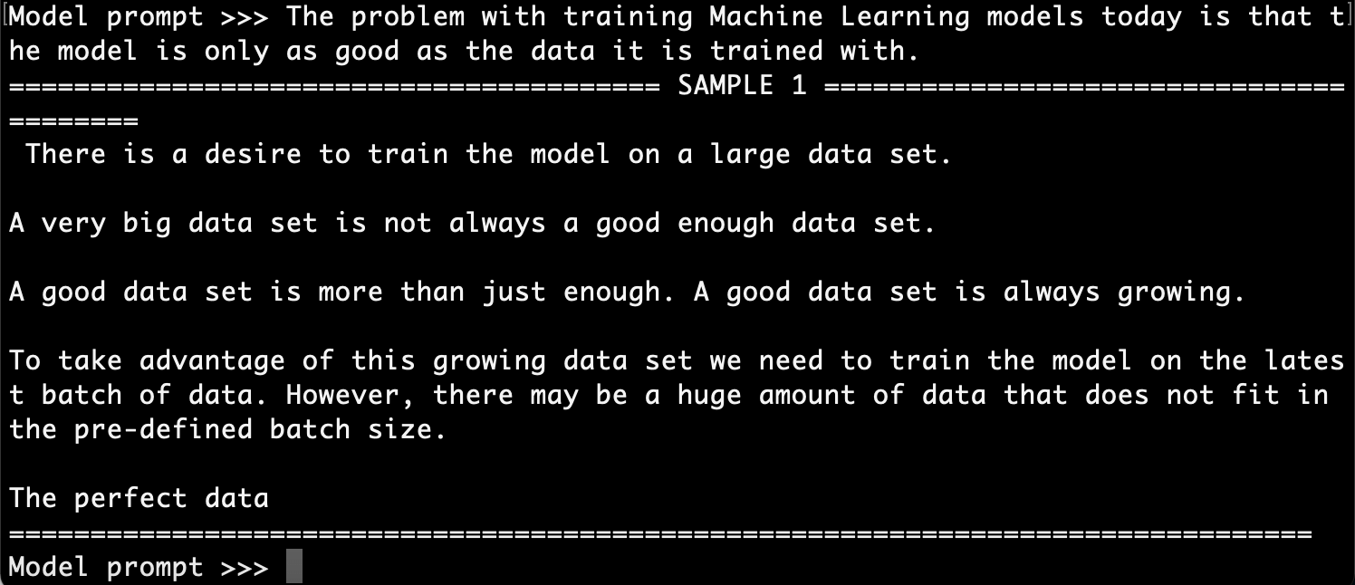 Experimenting with the gpt2 models and text generation Kev's