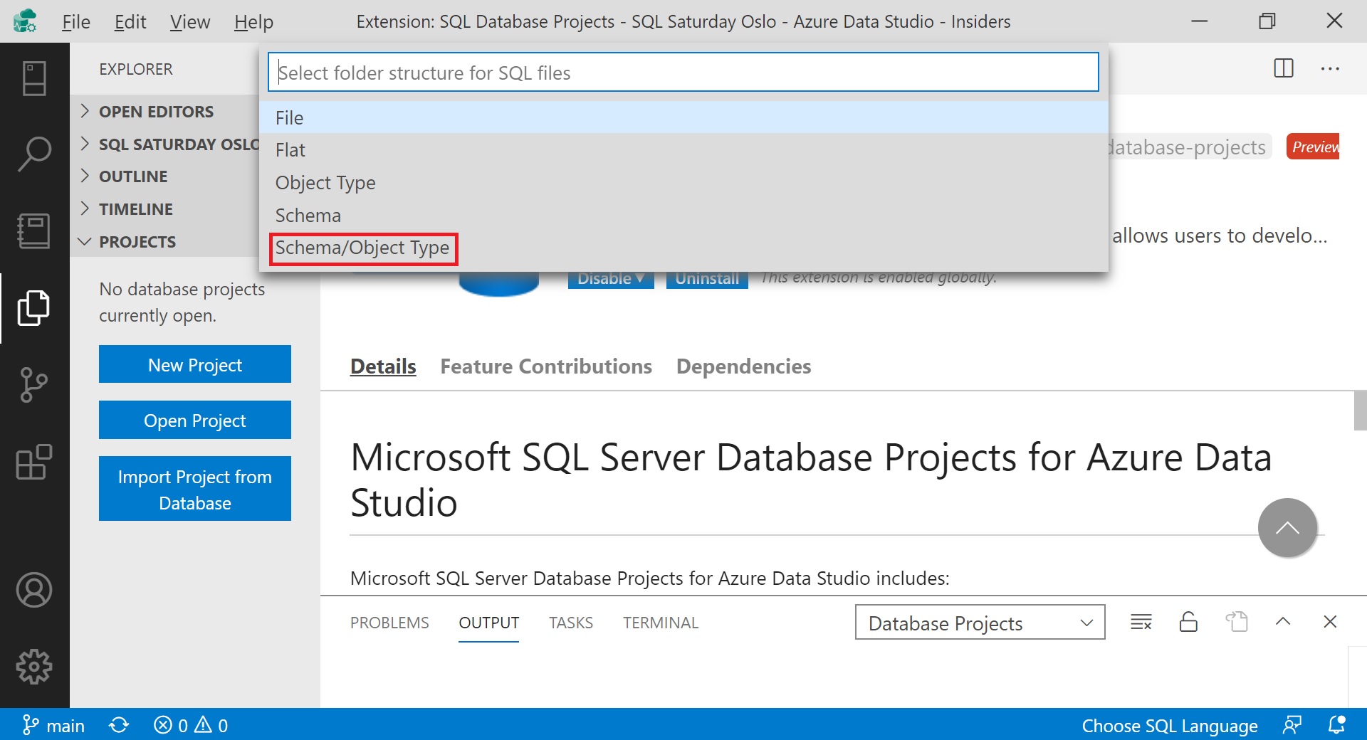 Tips about creating Database Projects in Azure Data Studio