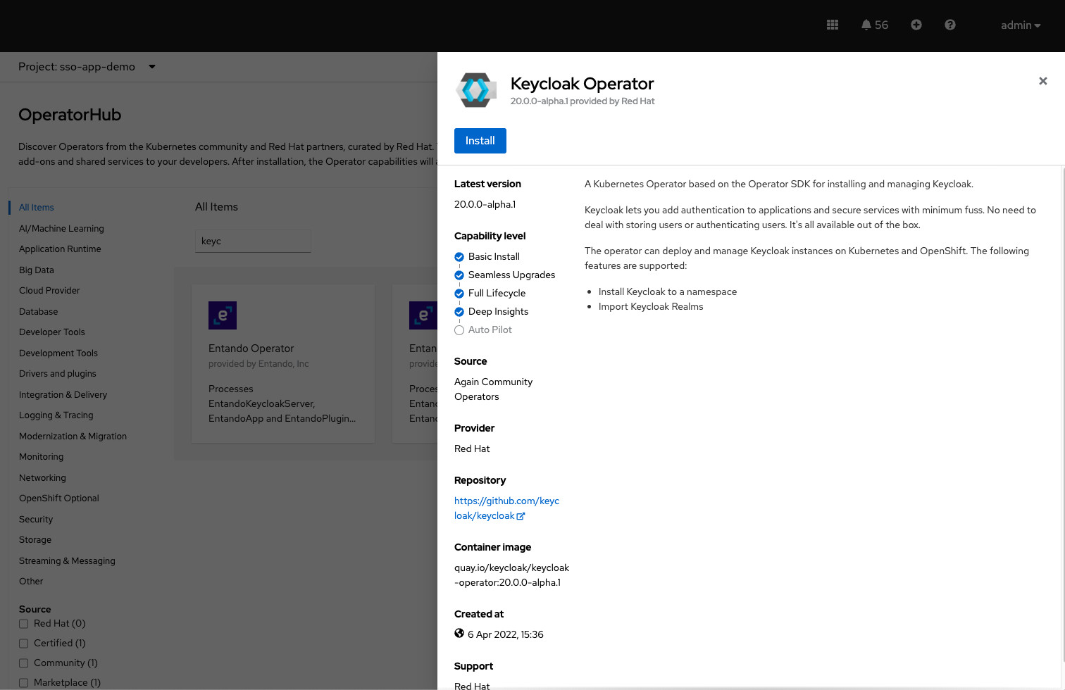 Keycloak Operator Installation Keycloak