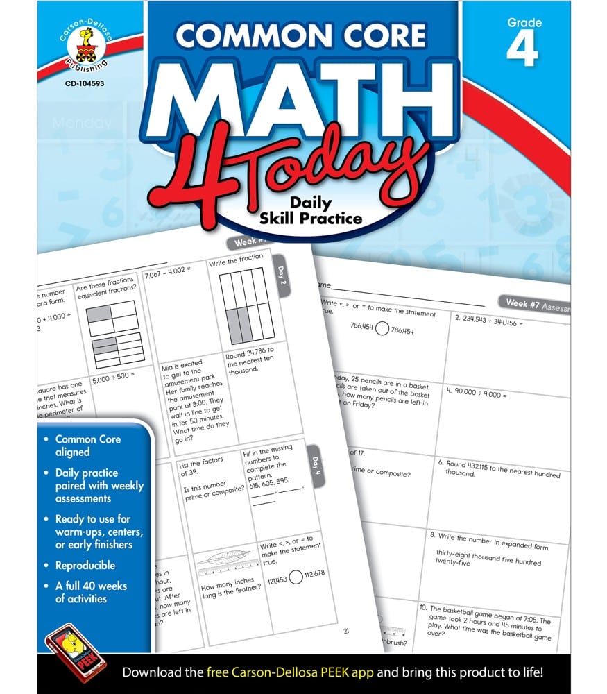 Common Core Math 4 Today Workbook- Grade 4 - Keys to Learning Store
