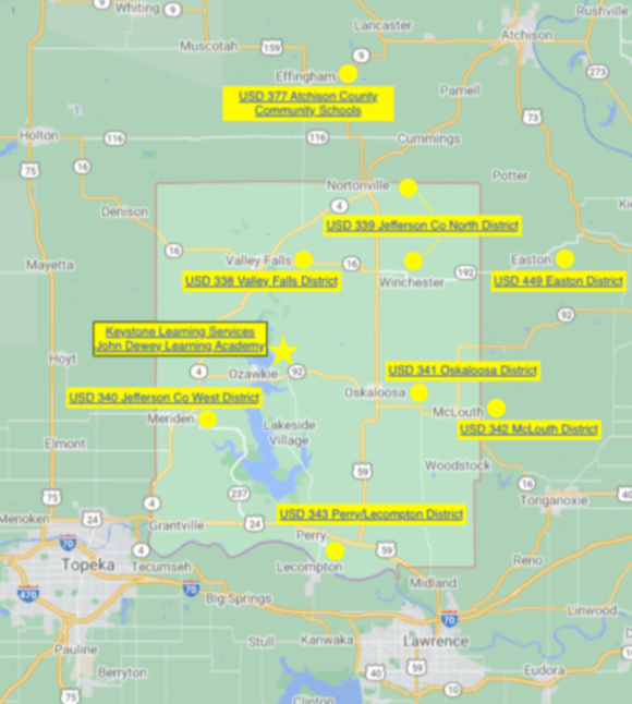 Map of Keystone Districts Served Keystone Learning Services