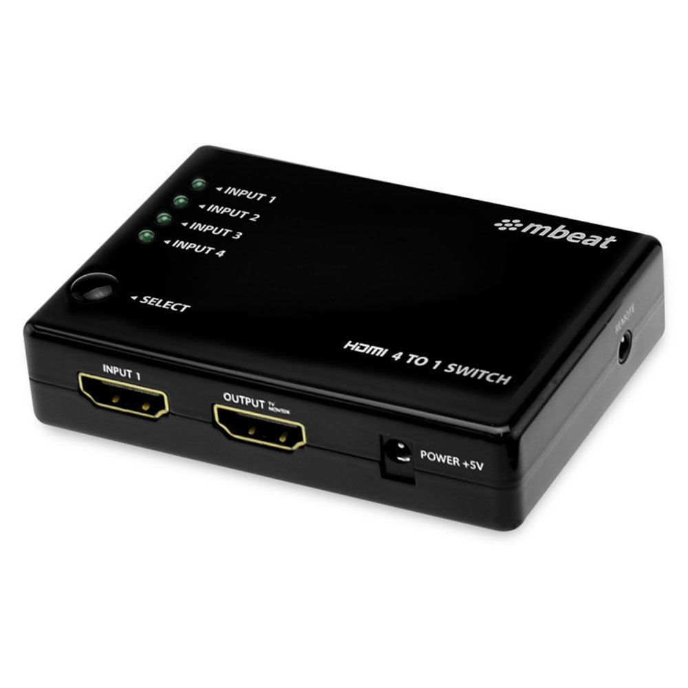 Mini HDMI Port TV 1080p Switch Selector 4 in 1 out/IR Remote Control