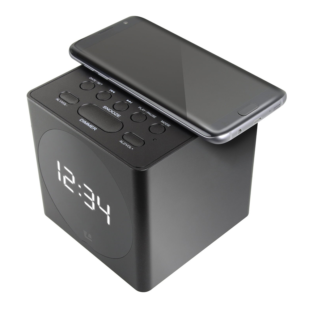 Liquid Ears Dual Alarm Clock w/Wireless Phone Charge Online KG Electronic