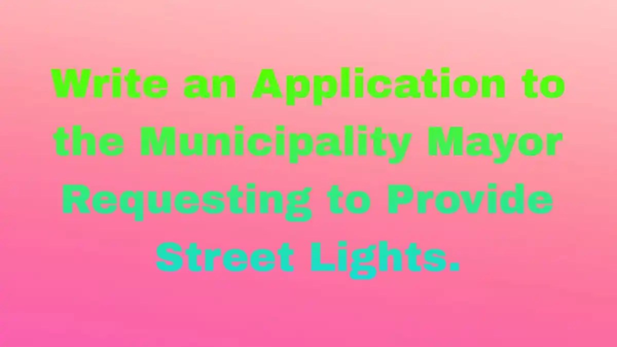 Write an Application to the Municipality Mayor Requesting to Provide