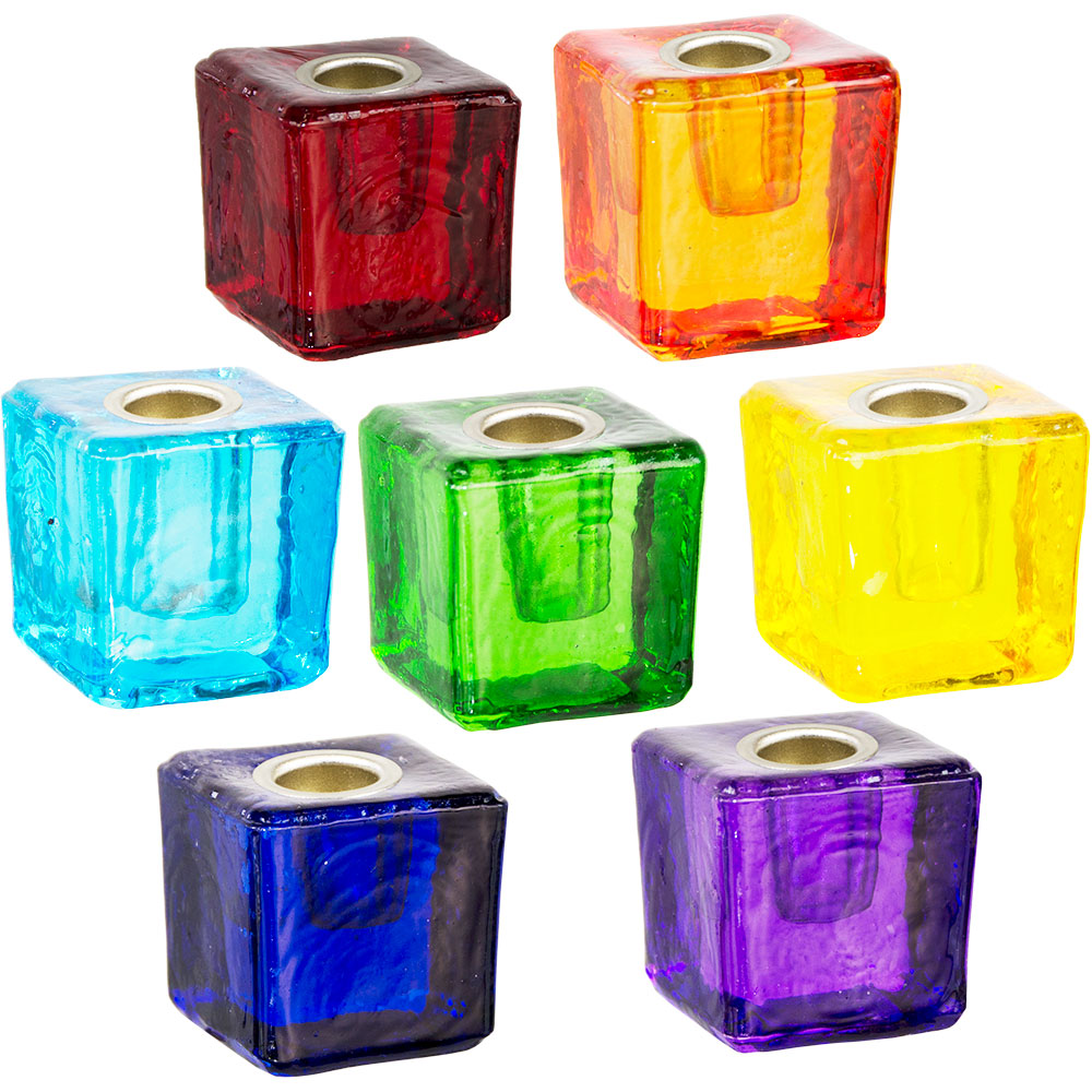 Mini Glass Candle Holder Cube Assortment (Set of 7) Kheops International