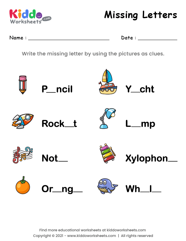 Free Printable Missing Letters a,e Worksheet - kiddoworksheets