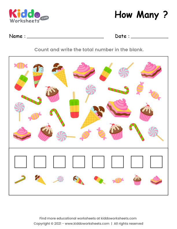 Free Printable Counting Sweets Worksheet kiddoworksheets