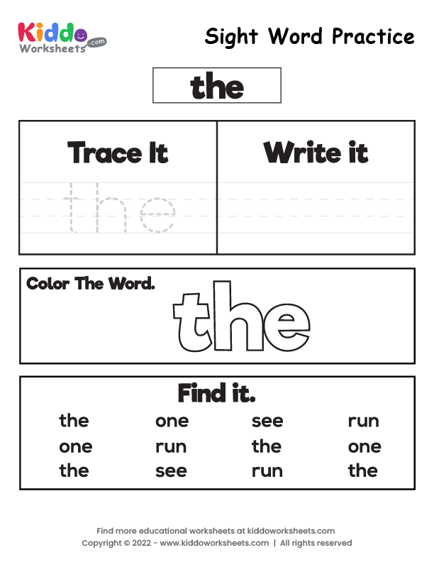 Free Printable Sight Word Practice the Worksheet - kiddoworksheets