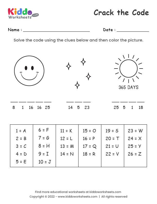 Free Printable Crack the Code Worksheet - kiddoworksheets