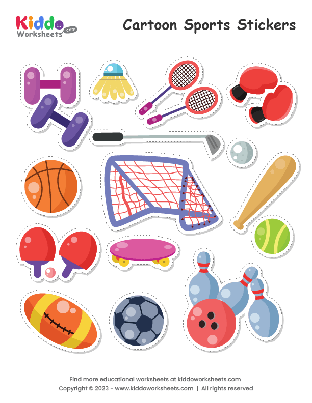 Free Printable Sports Stickers Worksheet kiddoworksheets