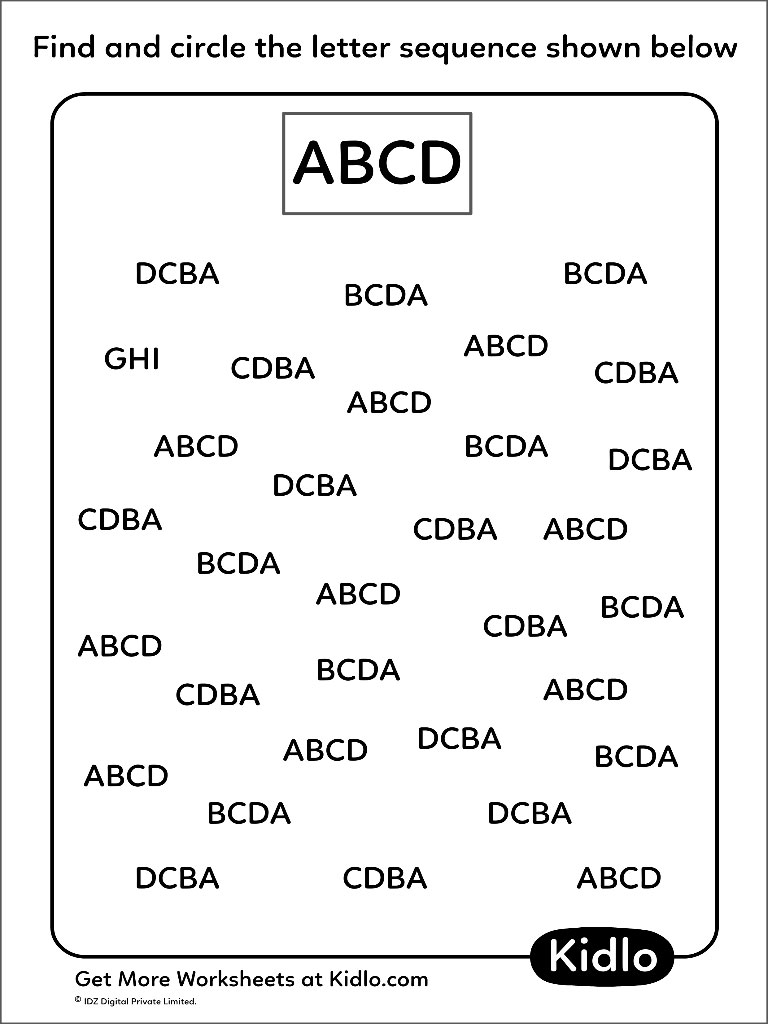 Circle The Letter Sequence Sorting Worksheet 07