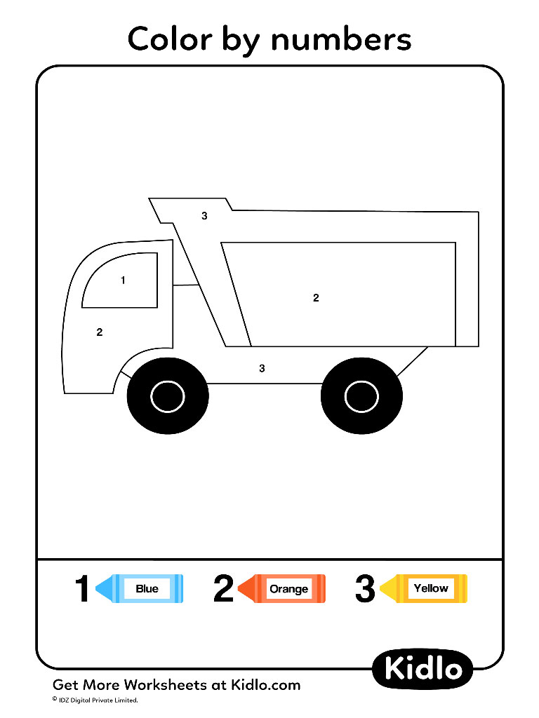 Color By Numbers Cars Worksheet 07