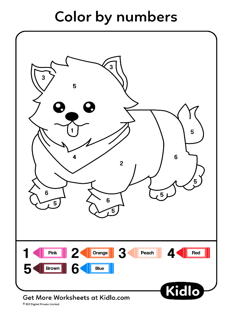 Color By Numbers Dogs Worksheet 17