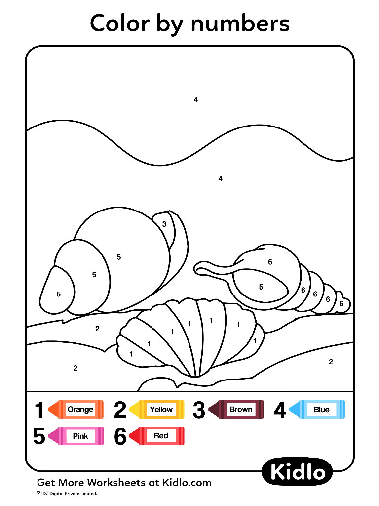 Color By Numbers Underwater Coloring Worksheet 46