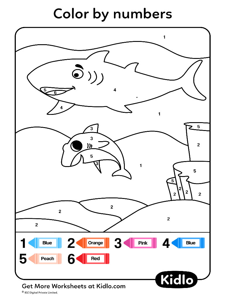 Color By Numbers Underwater Coloring Worksheet 47