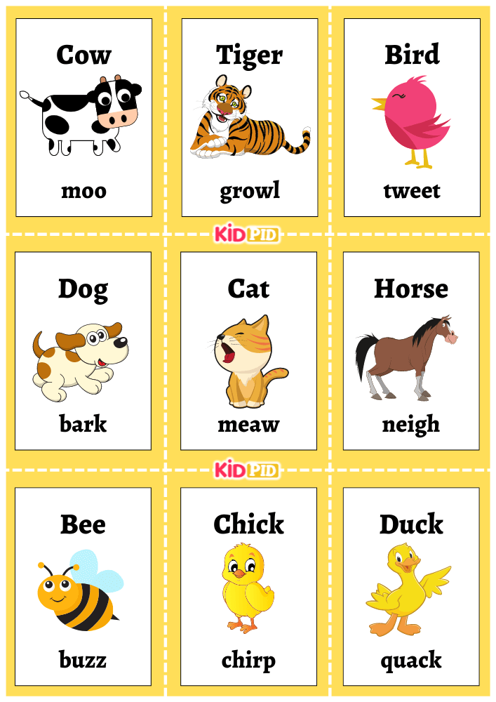 Animal Sounds Flashcards Kidpid