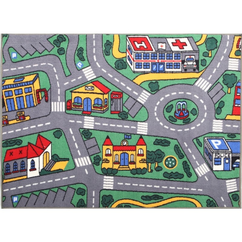 City Road Map Rug 133x200cm Play Mat Kidscollections