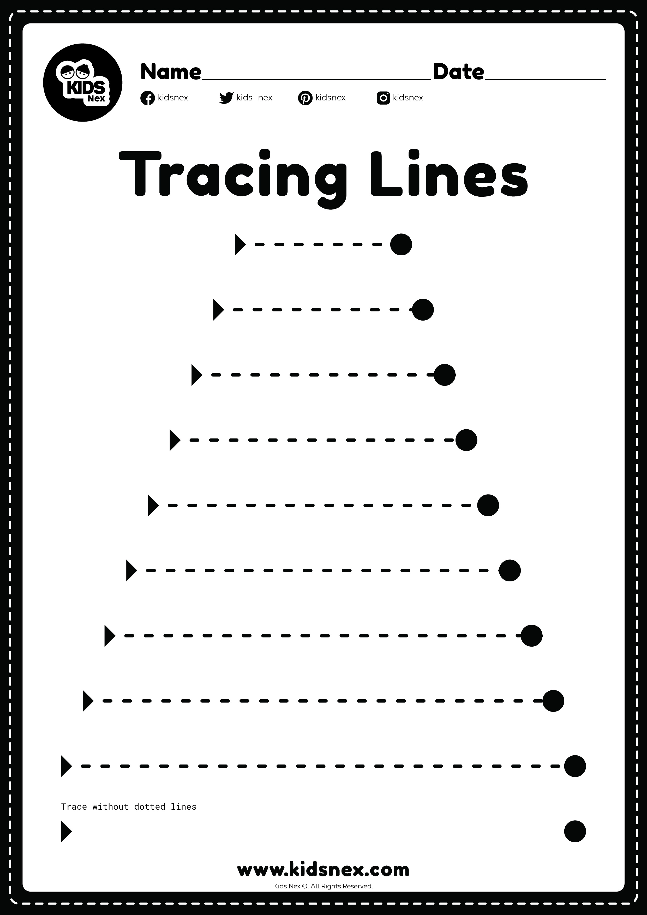 Free Printable Tracing Lines Worksheet | www.kidsnex.com