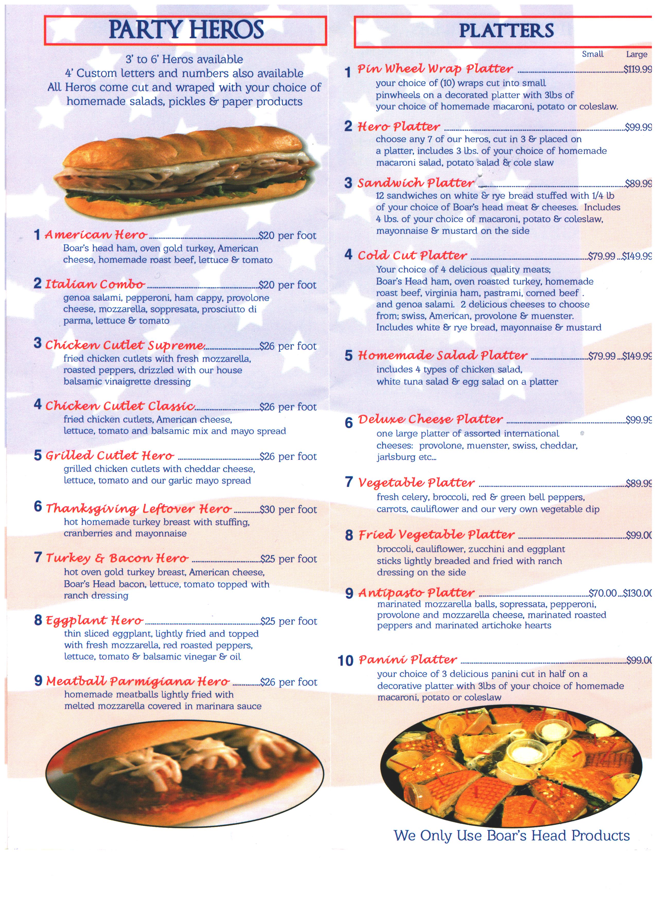 All American Catering Menu
