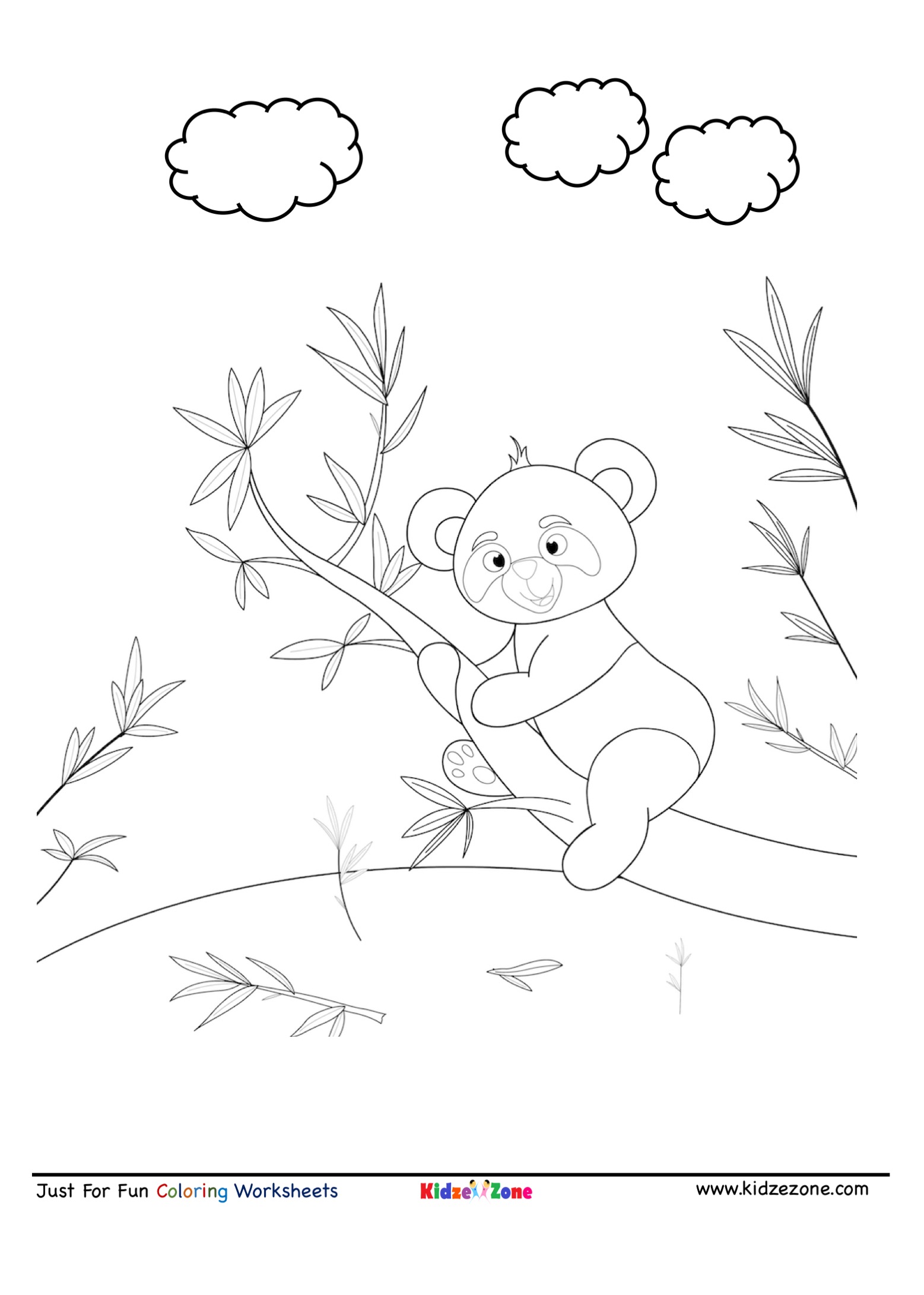 Panda sitting on Tree Coloring Page KidzeZone
