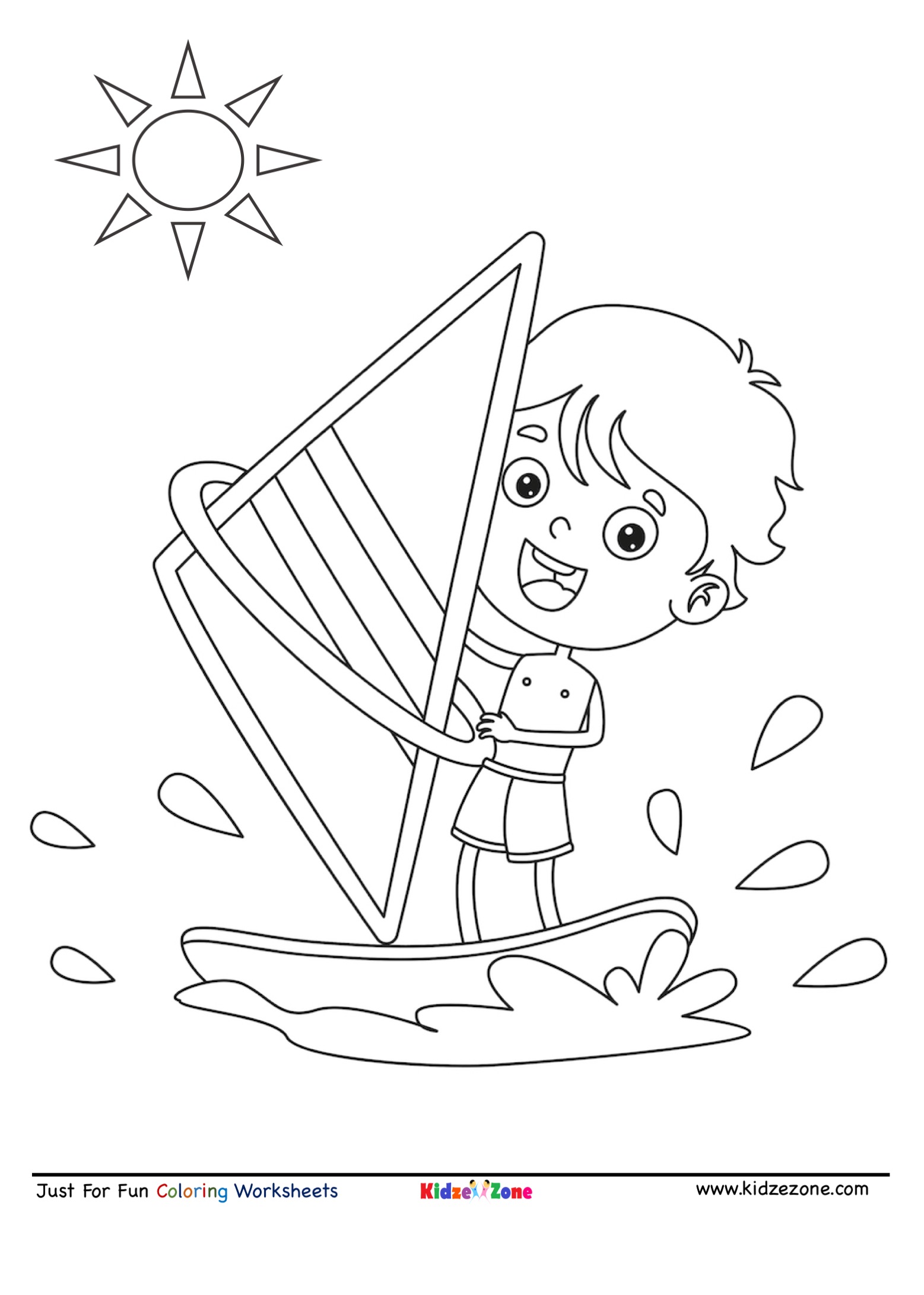 Kid Boat Sail Coloring Page KidzeZone