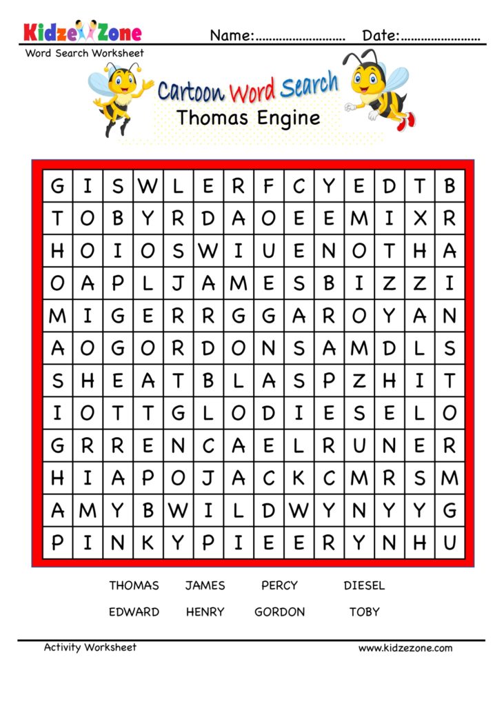Thomas Engine Cartoon Character Word Puzzle KidzeZone