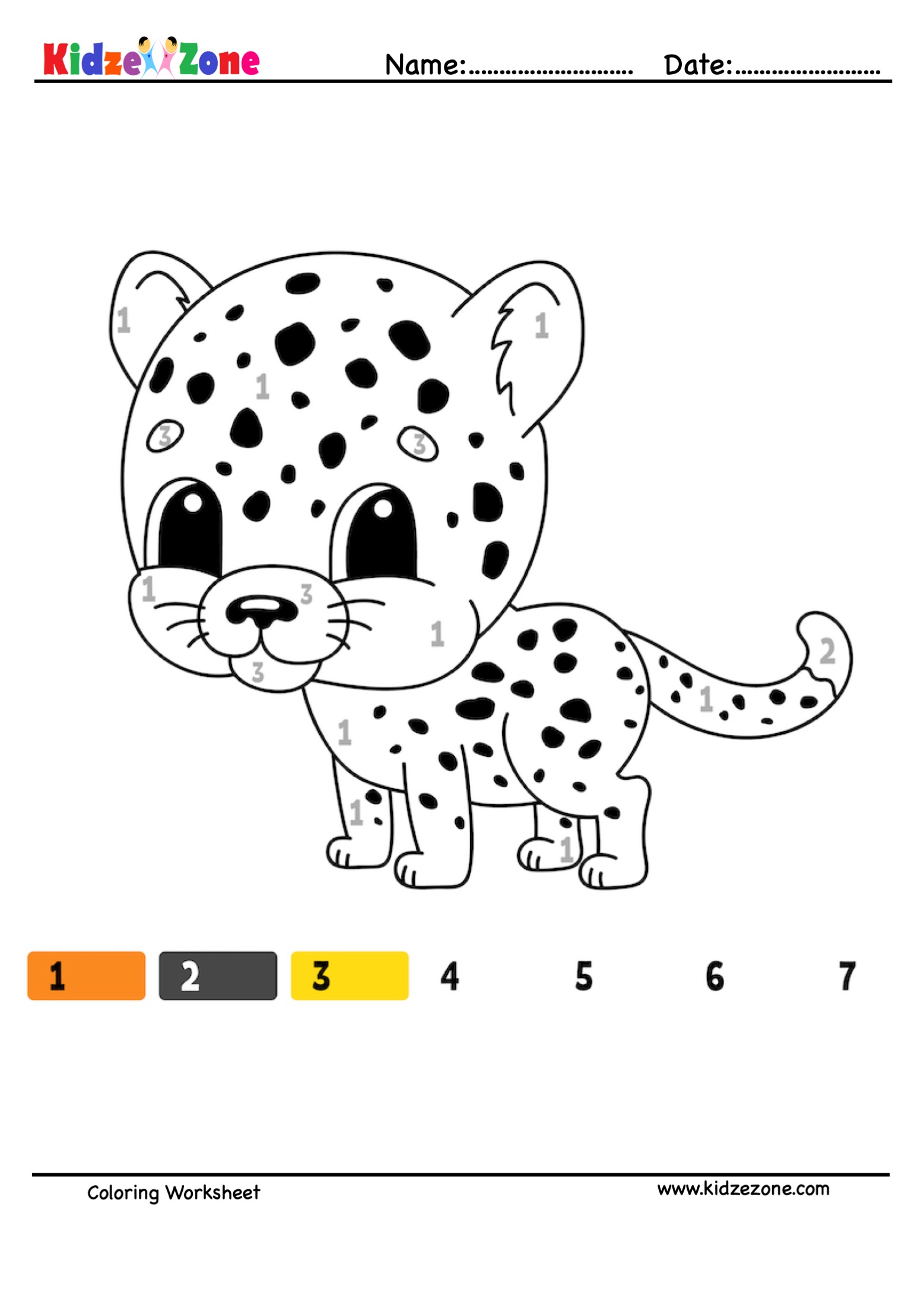 Leopard Coloring Fun Worksheet KidzeZone
